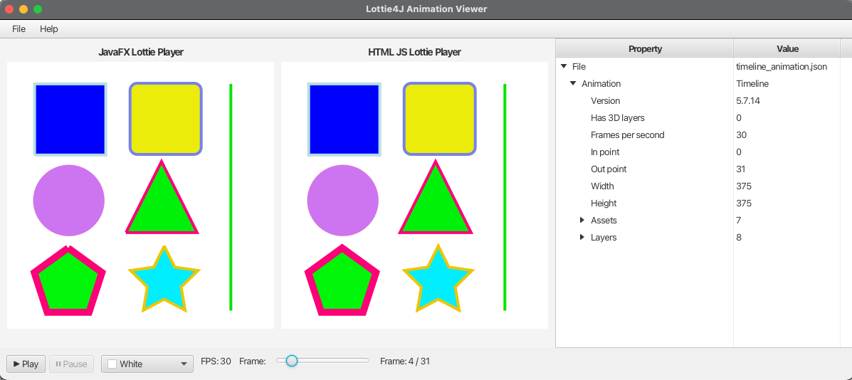 Test application to inspect Lottie files and play animations