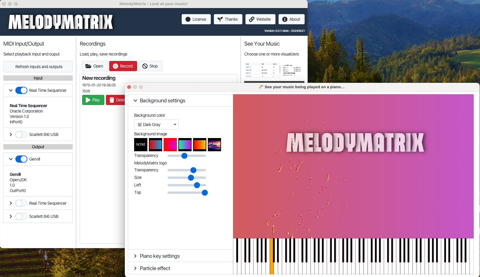 MelodyMatrix demo screens